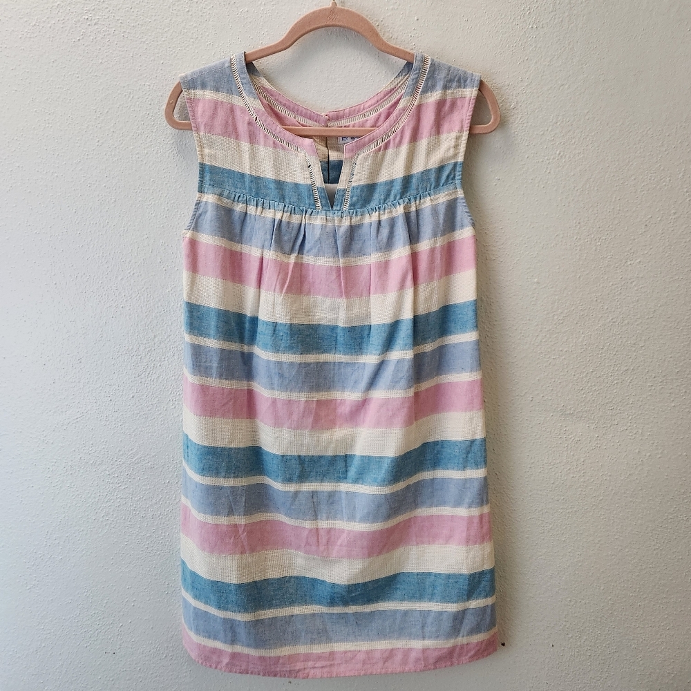 New Southern Tide Cors Sleeveless Stripped Linen Mini Shift Dress Size 2